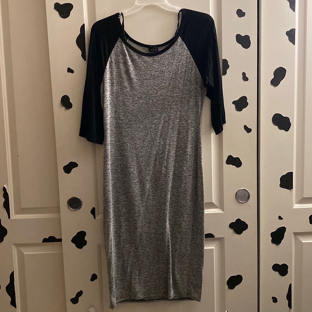 Grey and black long sleeve dress